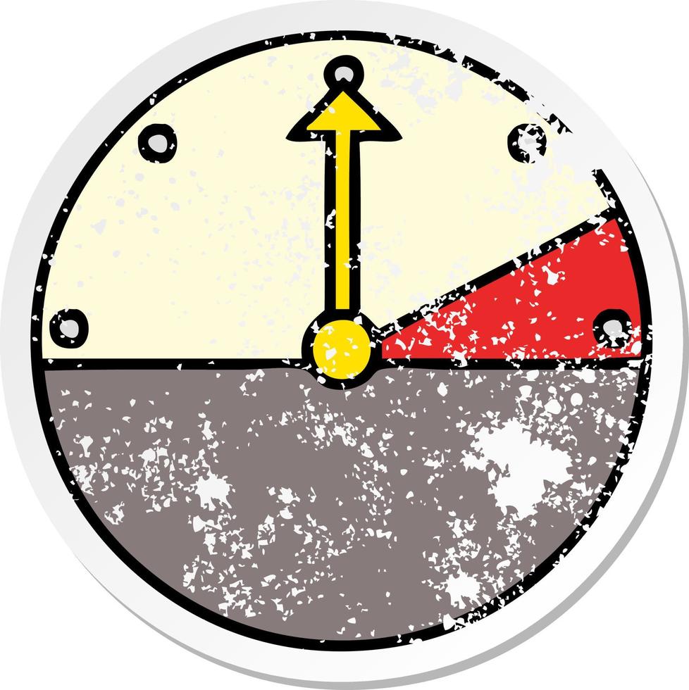 distressed sticker of a cute cartoon speedometer vector