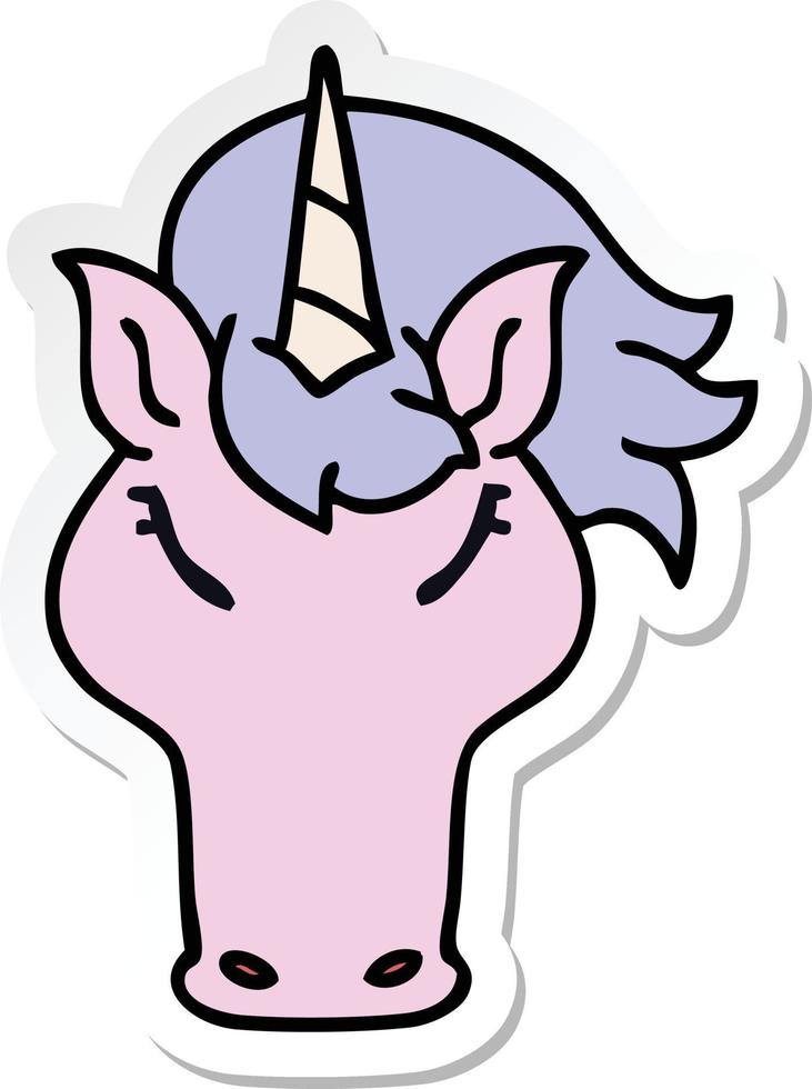 sticker of a quirky hand drawn cartoon unicorn vector