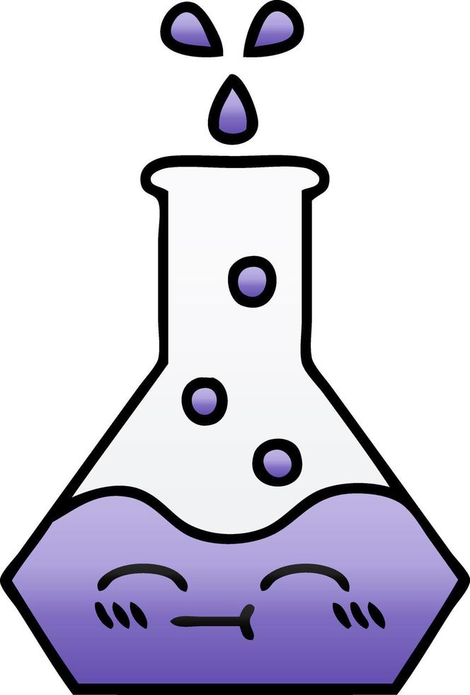 gradient shaded cartoon science beaker vector