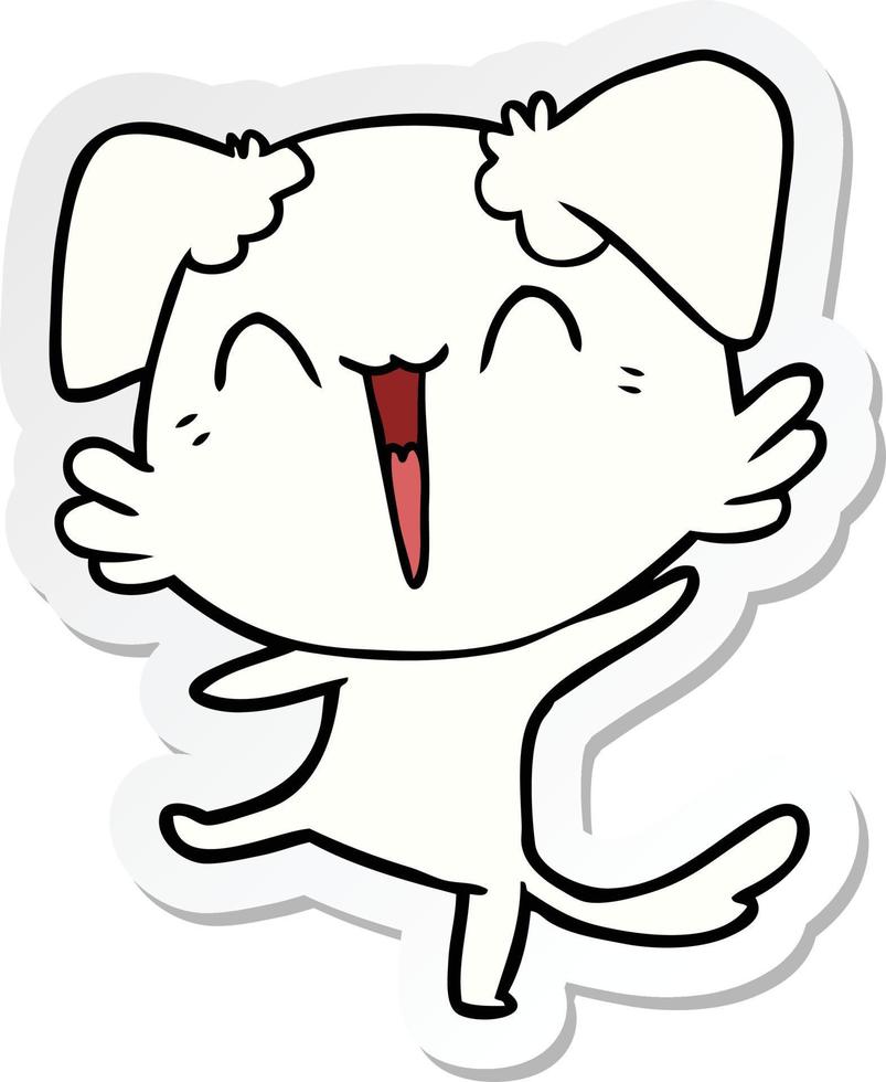 sticker of a happy little dog cartoon vector