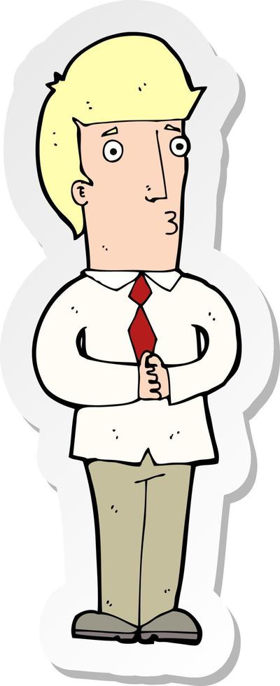 sticker of a cartoon nervous man vector