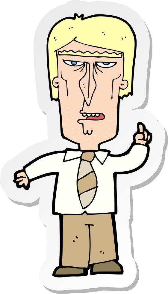 sticker of a cartoon grumpy boss vector