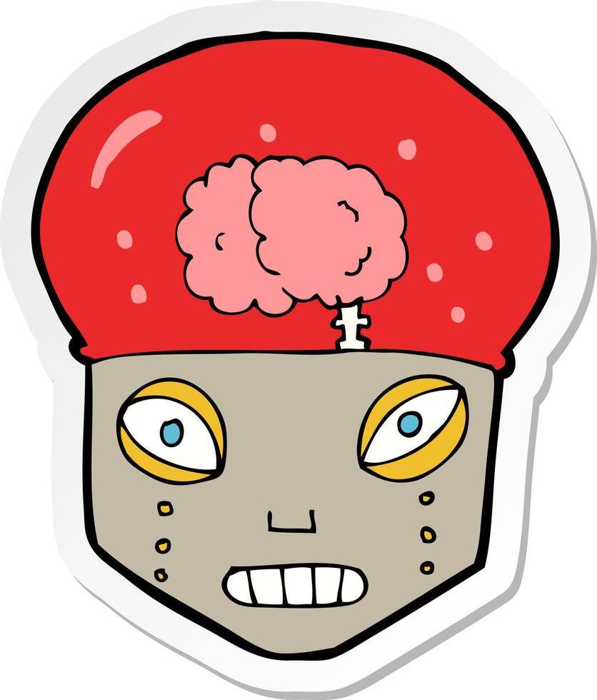 sticker of a cartoon spooky robot head vector