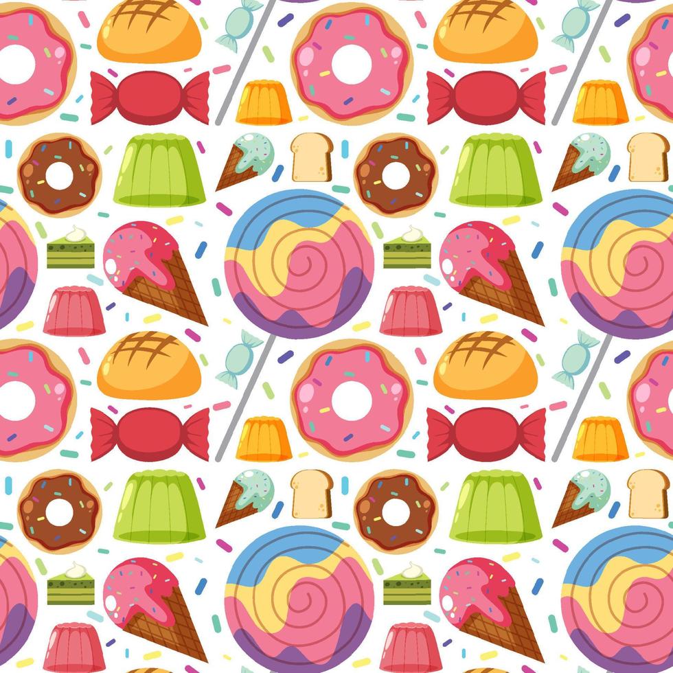 Cartoon food and dessert seamless pattern vector