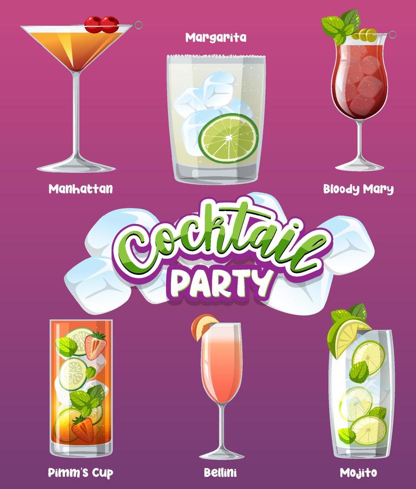 Cocktail party menu banner vector