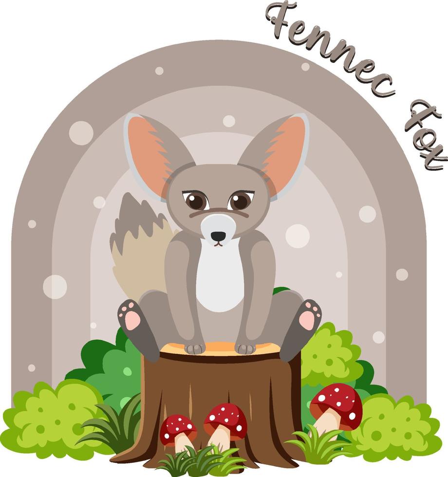 lindo zorro fennec en estilo plano de dibujos animados vector