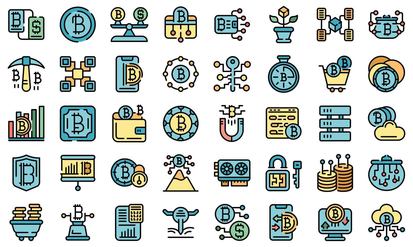 Cryptocurrency icons set vector flat
