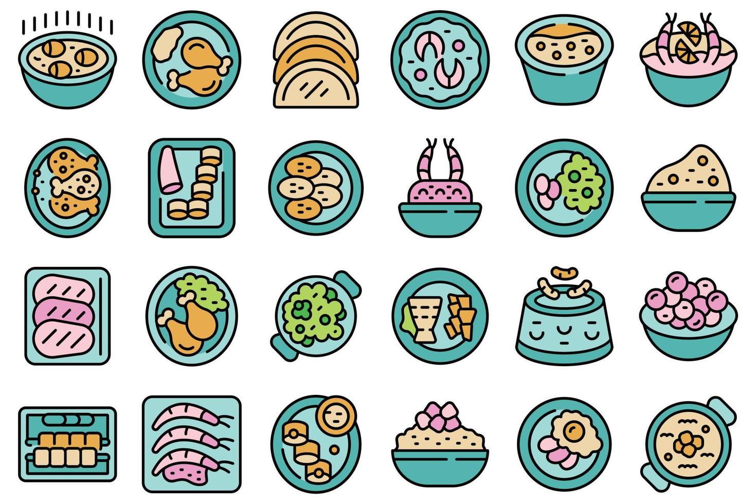 Caribbean cuisine icons set vector flat