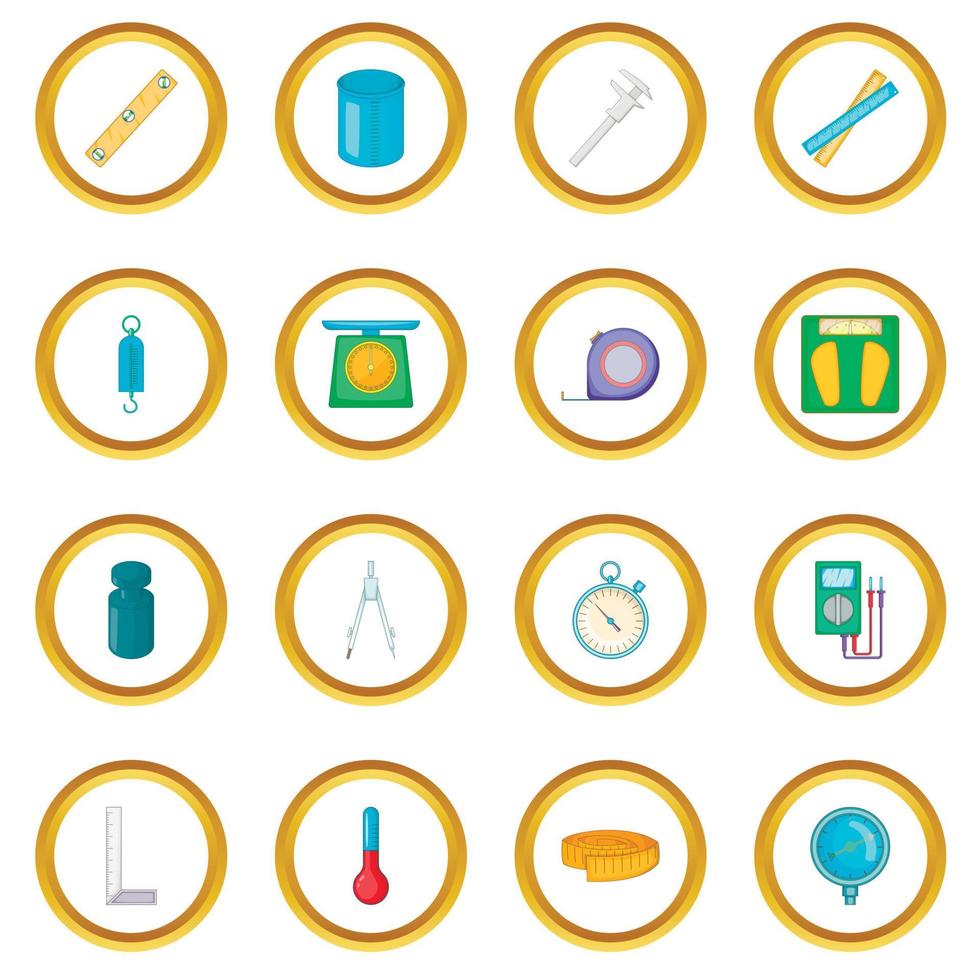 Measure tools icons circle vector