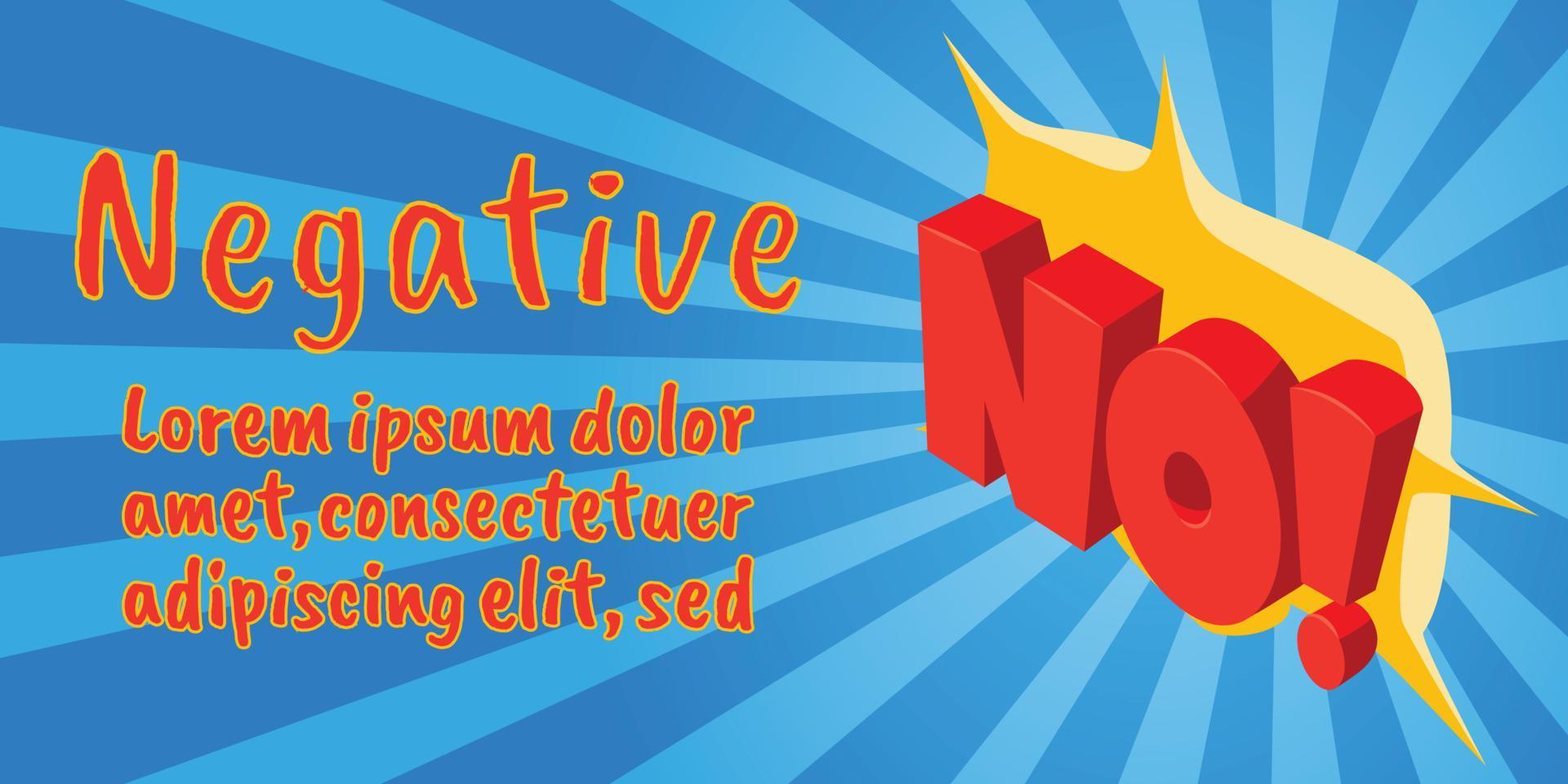 Negative concept banner, comics isometric style vector