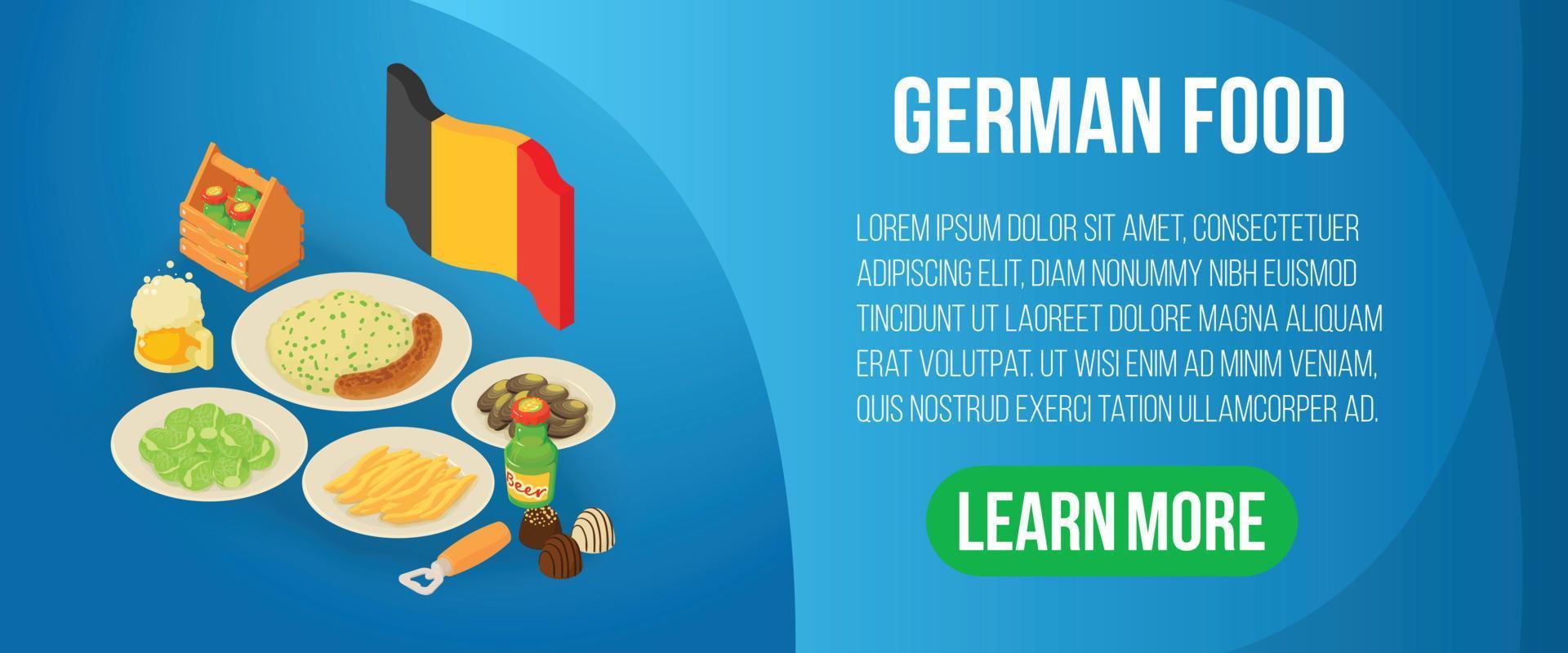 German food concept banner, isometric style vector