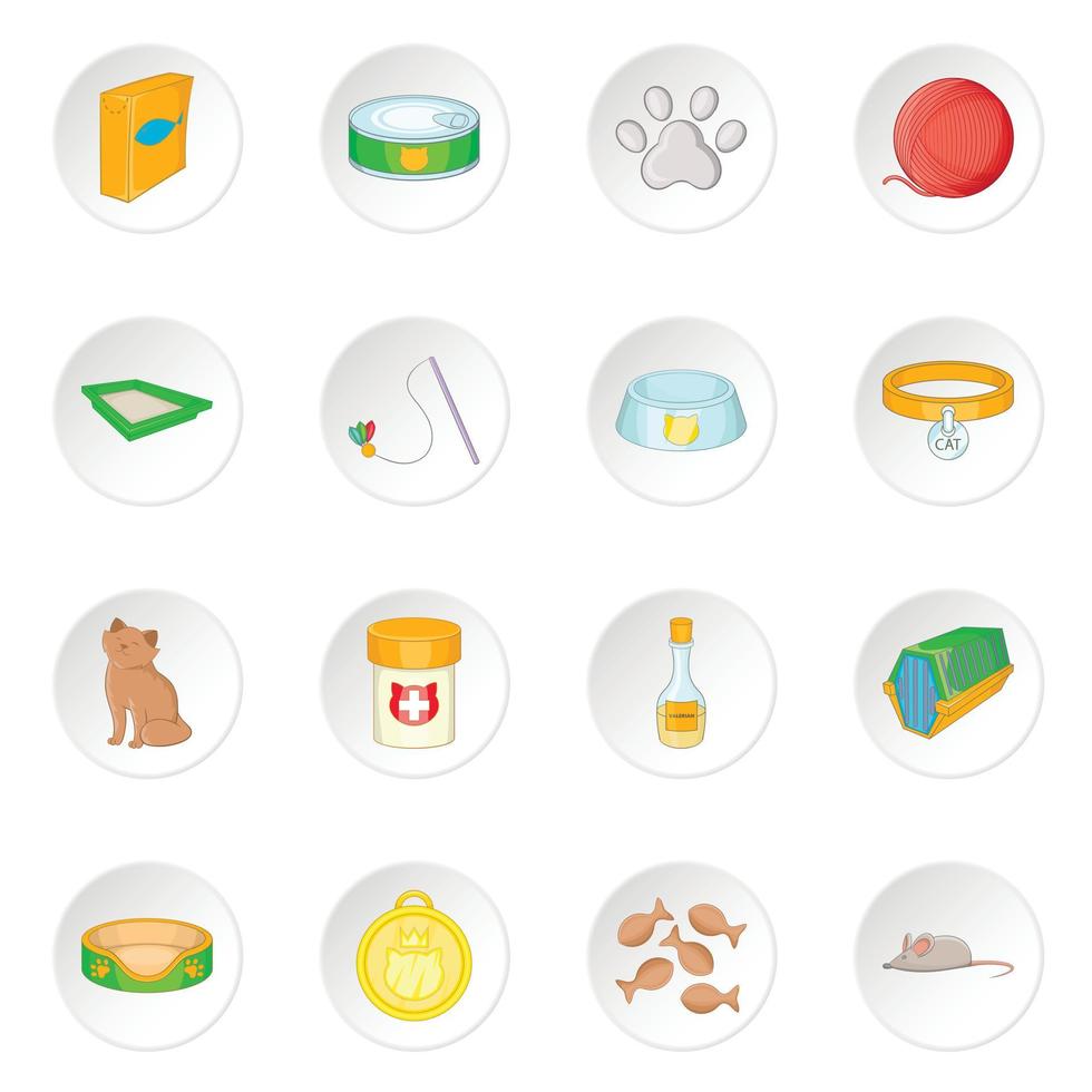 Cats accessories icons set vector