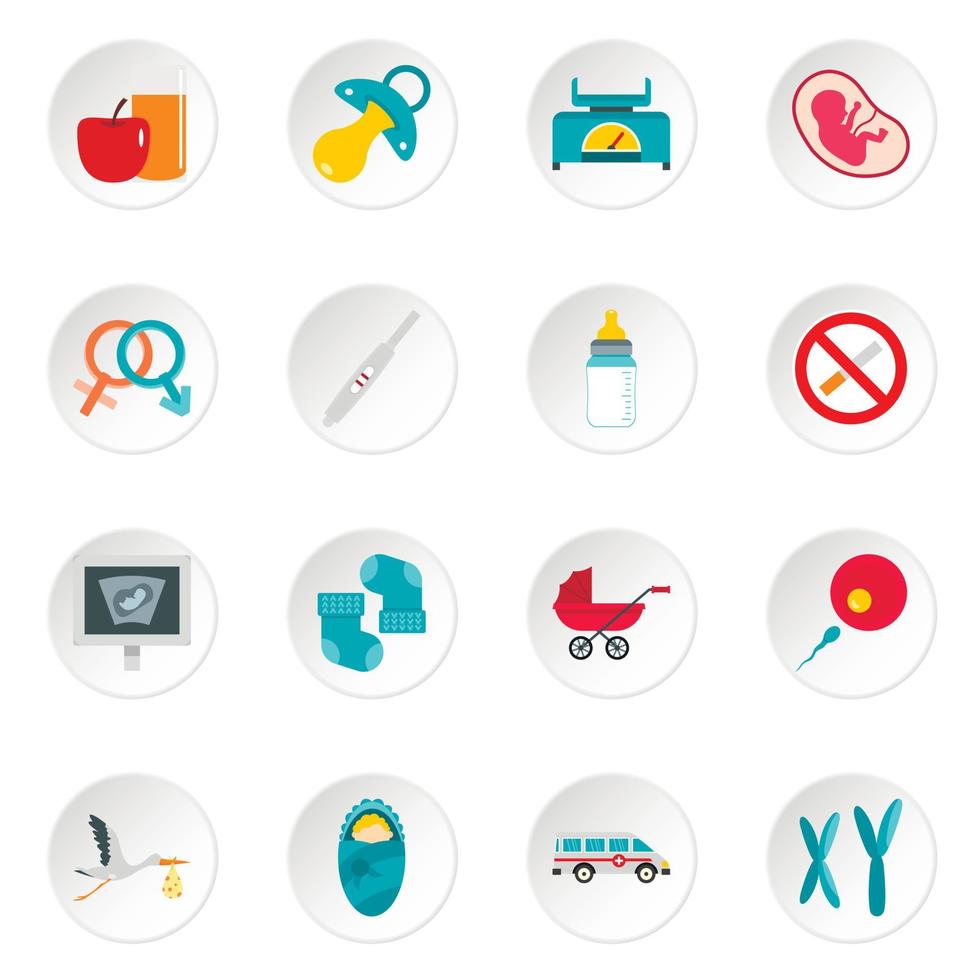 Pregnancy symbols icons set in flat style vector