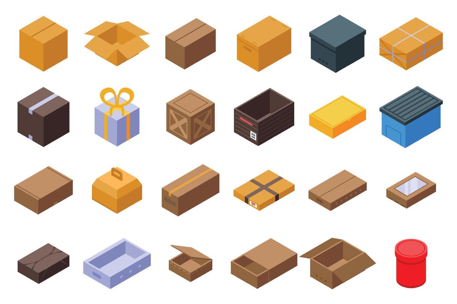 Box icons set, isometric style vector