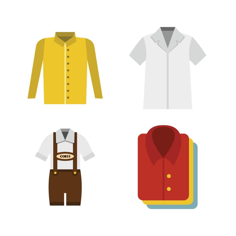 conjunto de iconos de camisa, estilo plano vector