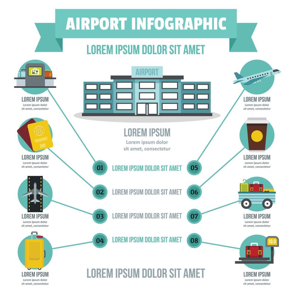 Airport infographic concept, flat style vector