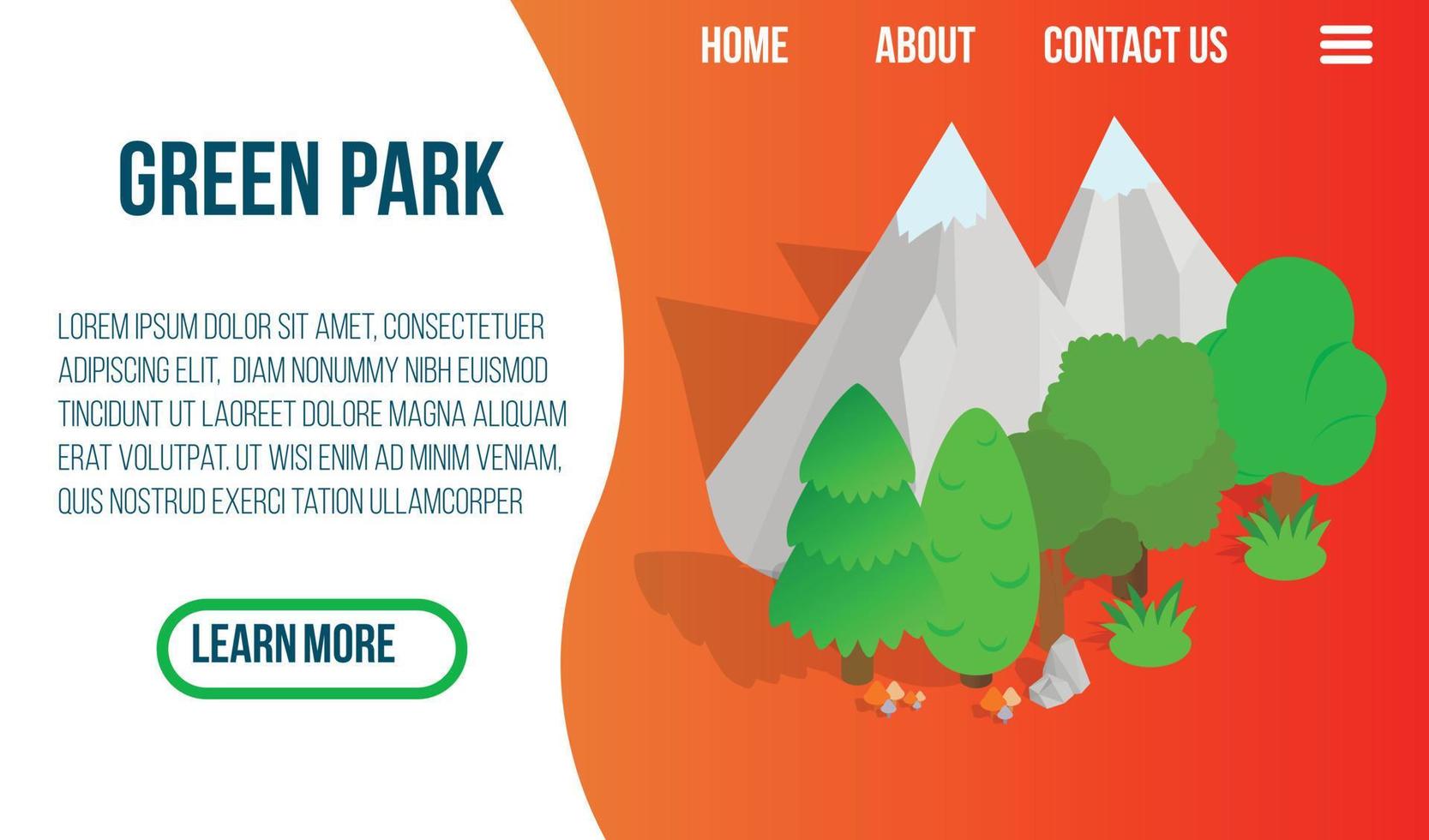 Green park concept banner, isometric style vector