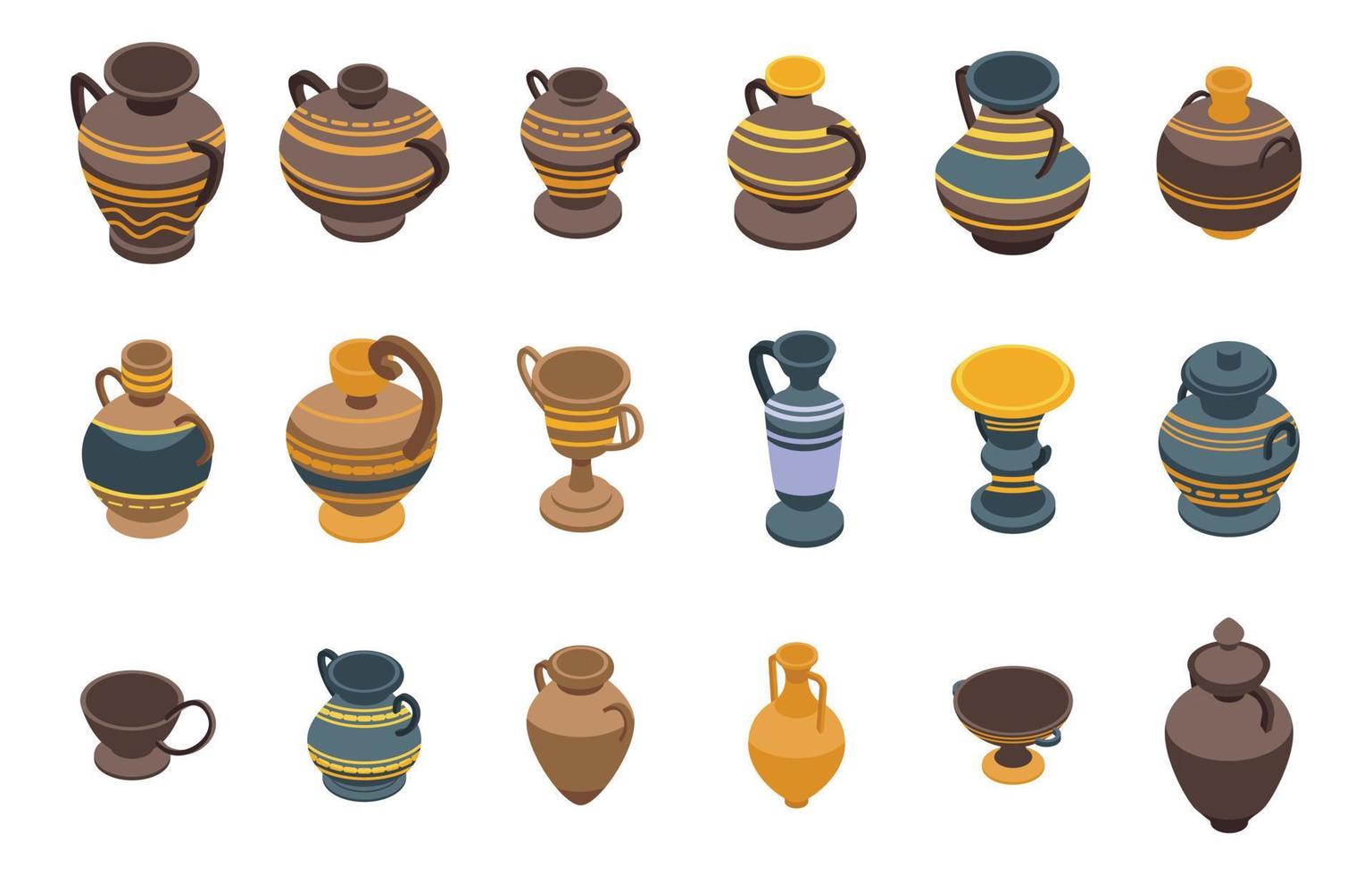 Amphora icons set, isometric style vector