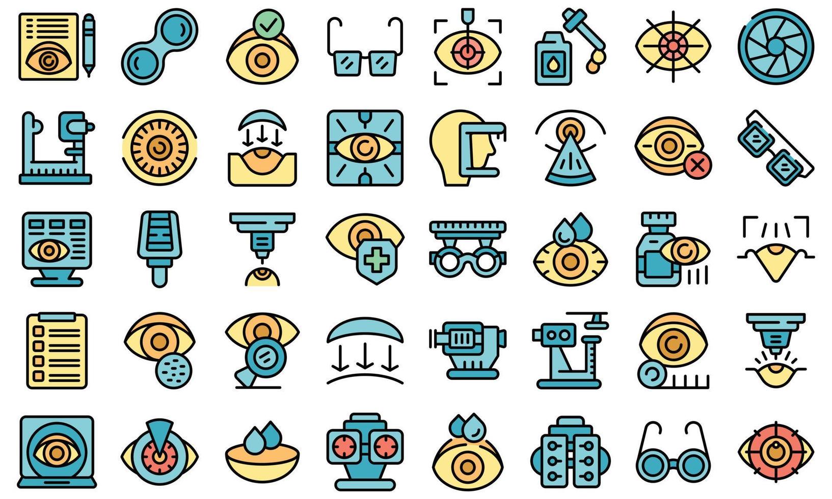 Laser vision correction icons set vector flat