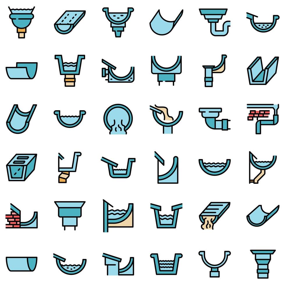 Gutter icons set vector flat