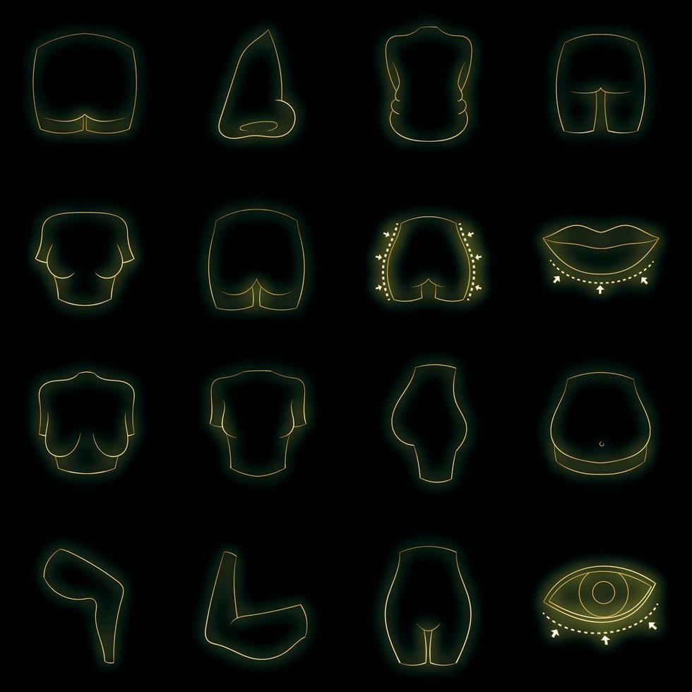 Plastic surgeon icons set vector neon