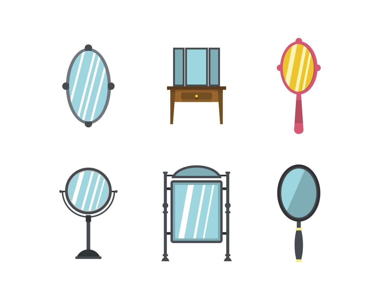 conjunto de iconos de espejo, estilo plano vector