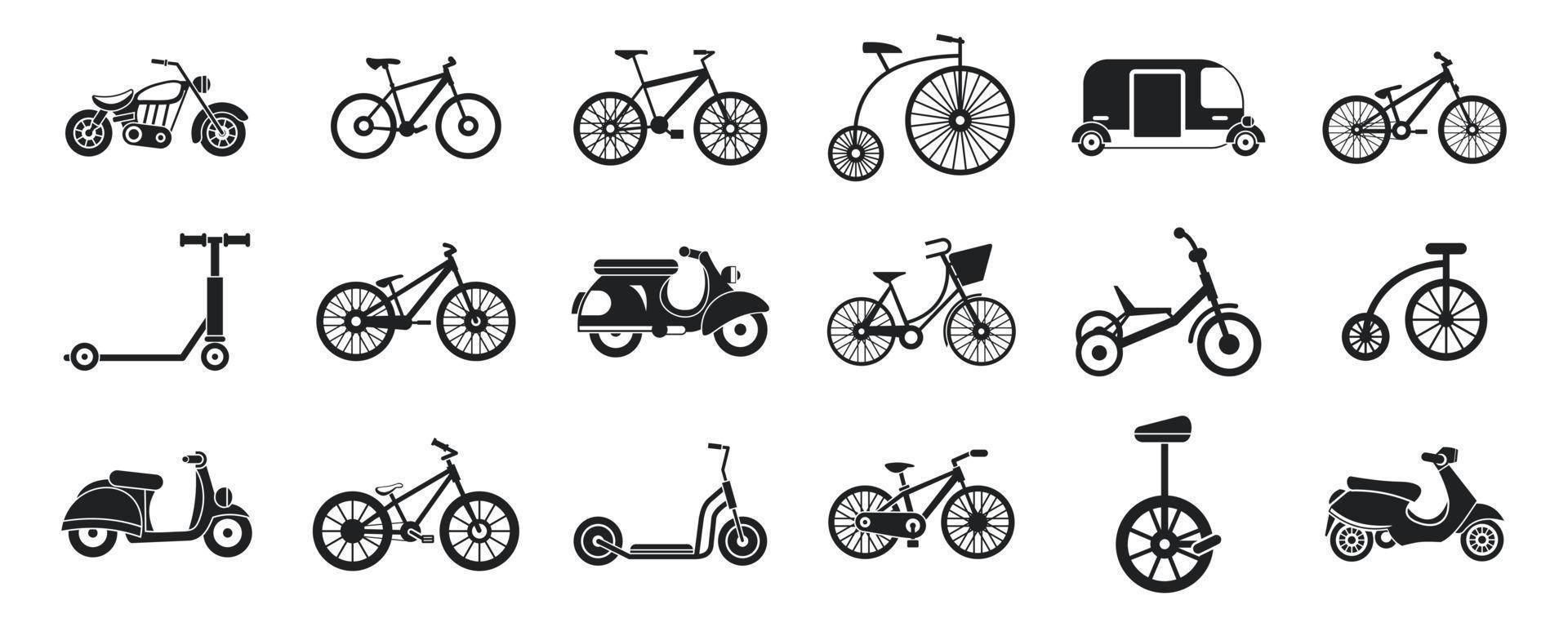 conjunto de iconos de bicicleta, estilo simple vector