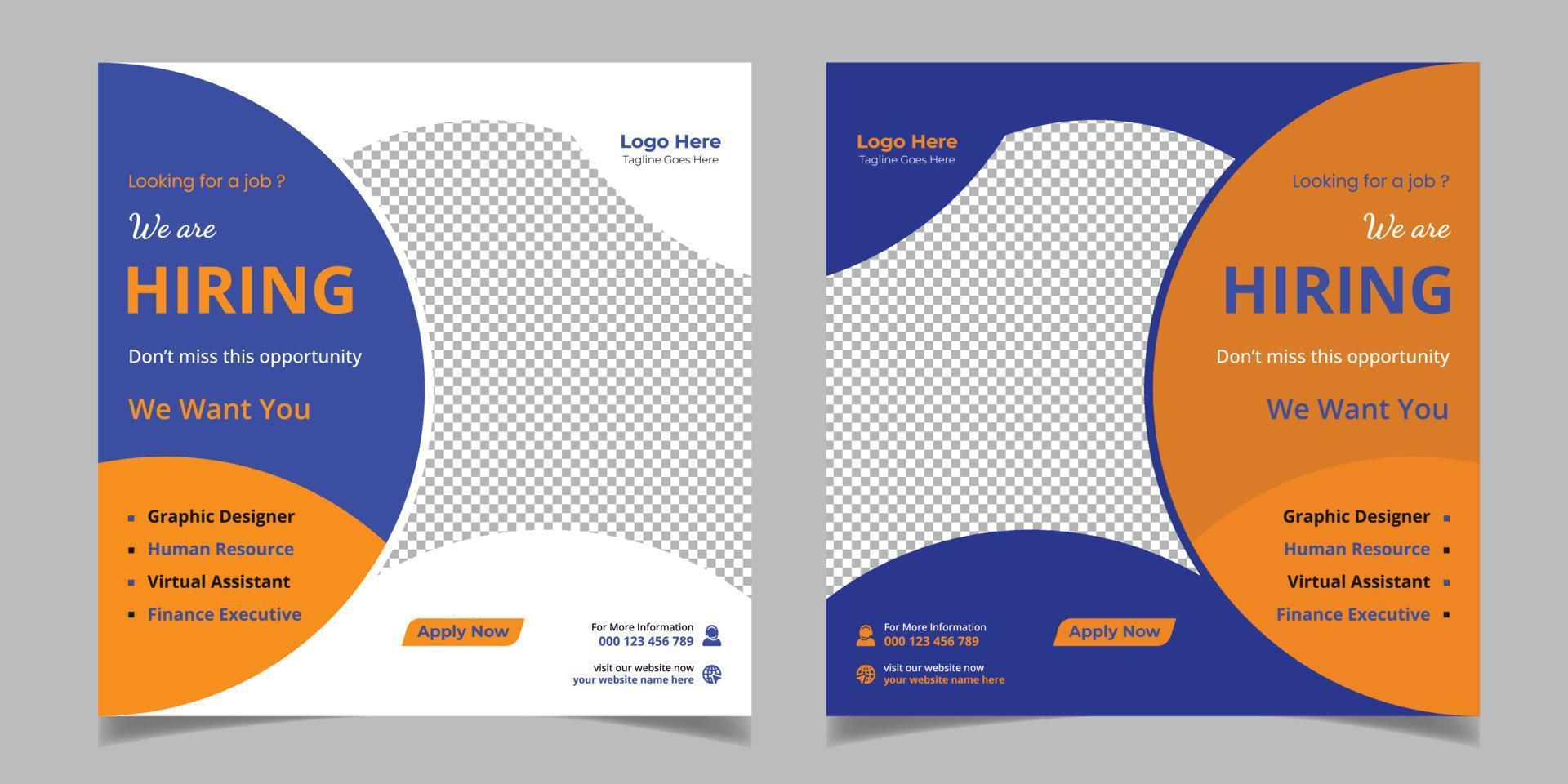 We Are Hiring Corporate Business Social Media Post Square Web Banner Template Design vector