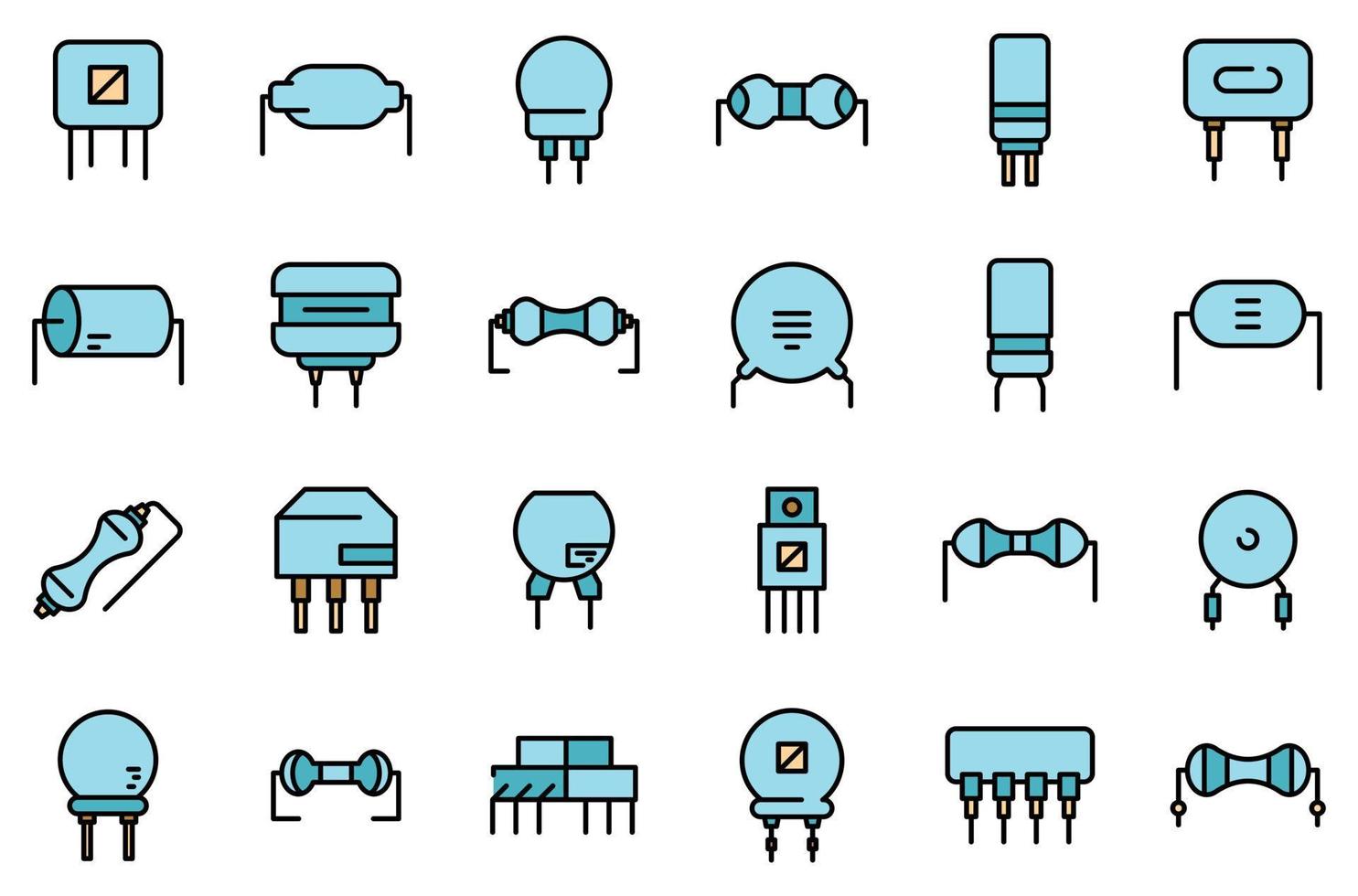 Resistor icons set vector flat