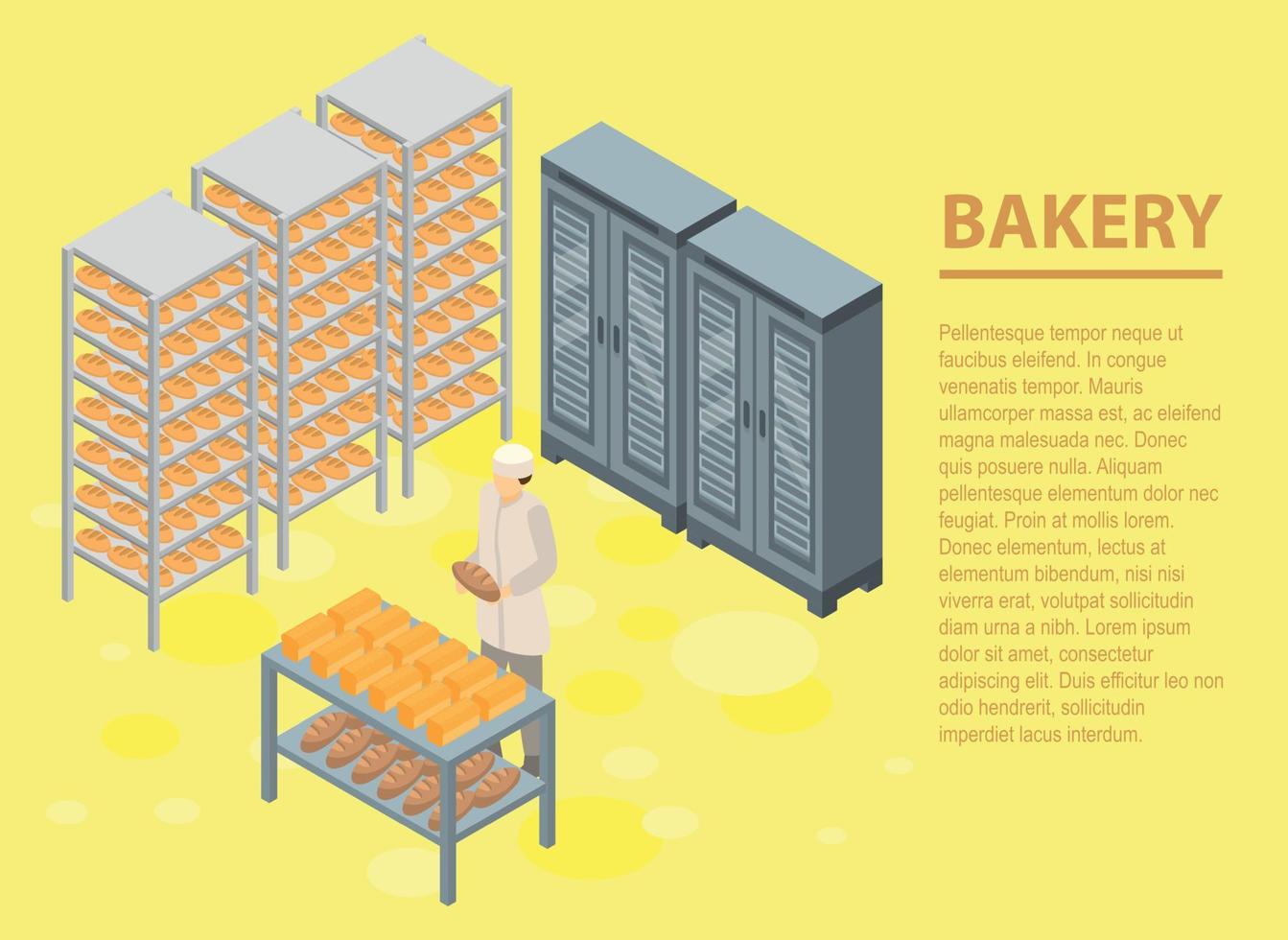 Bakery concept banner, isometric style vector