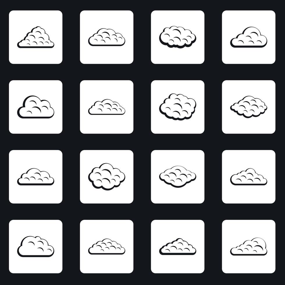 Clouds icons set squares vector