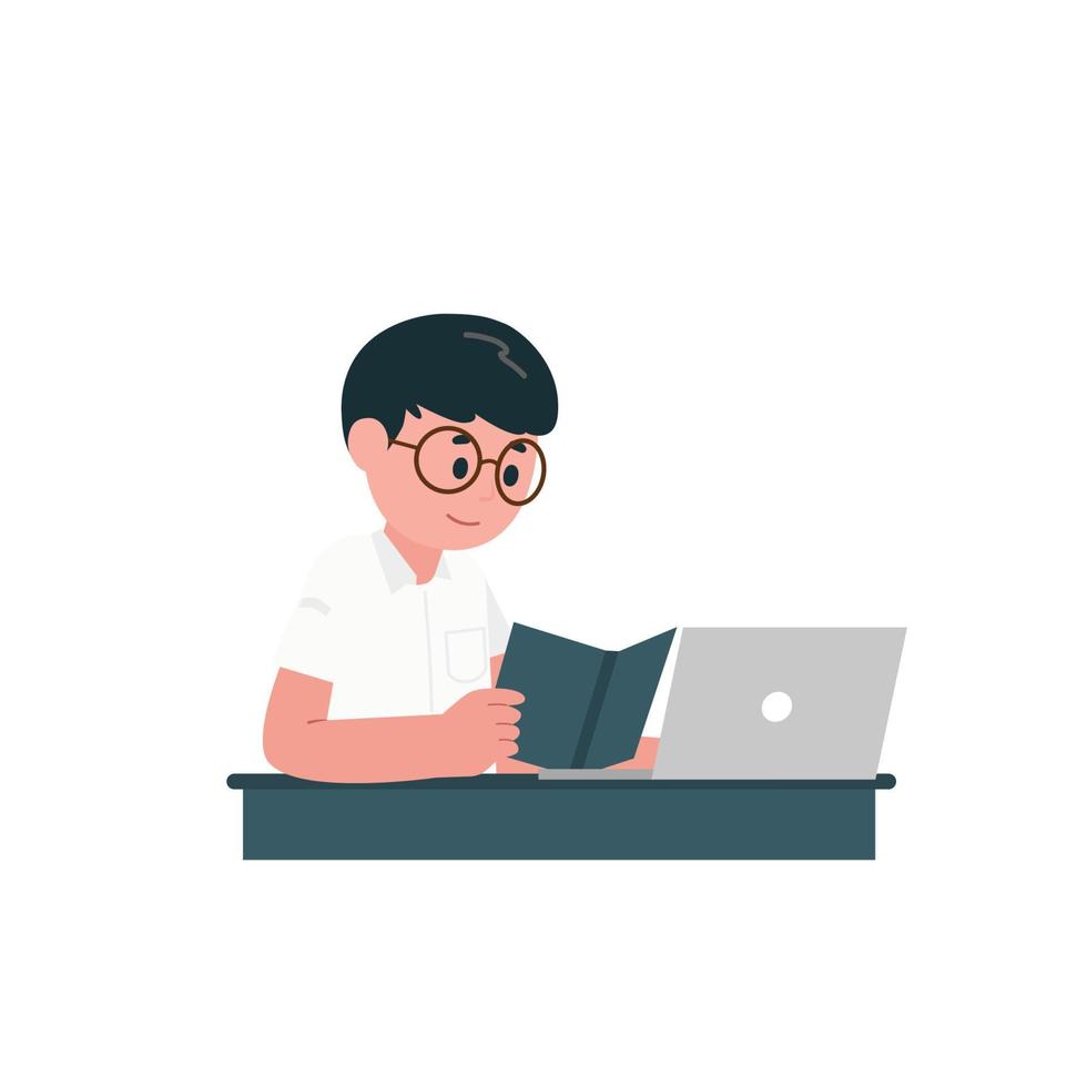 Boy Student Learning For Exam Illustration vector