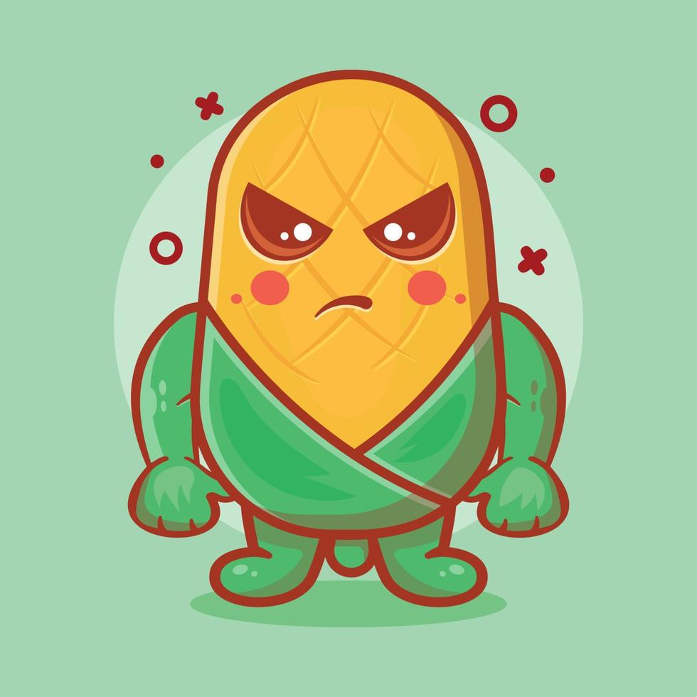 serious corn character mascot with angry expression isolated cartoon in flat style design vector