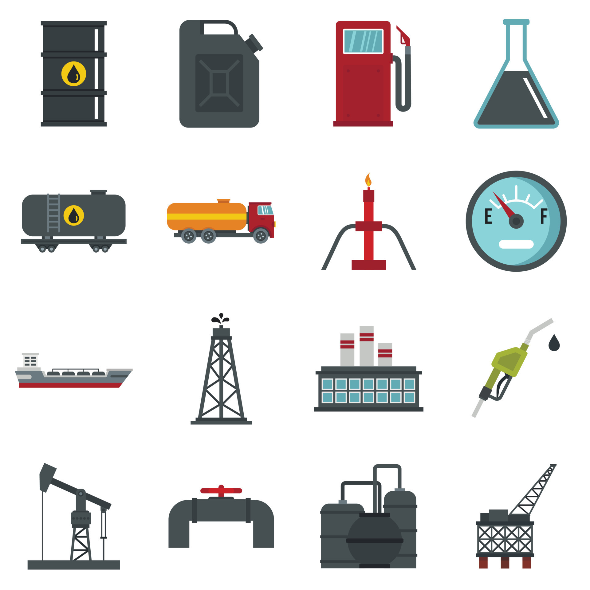 Oil industry items set flat icons 8601127 Vector Art at Vecteezy