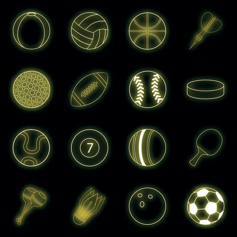 Sport balls icons set vector neon