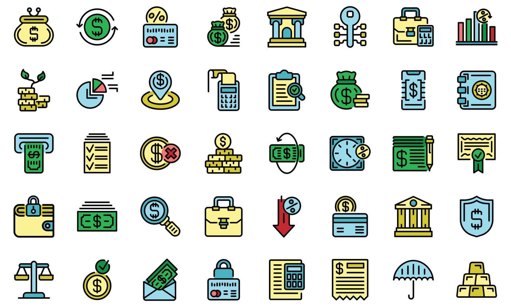 Bank icons set vector flat