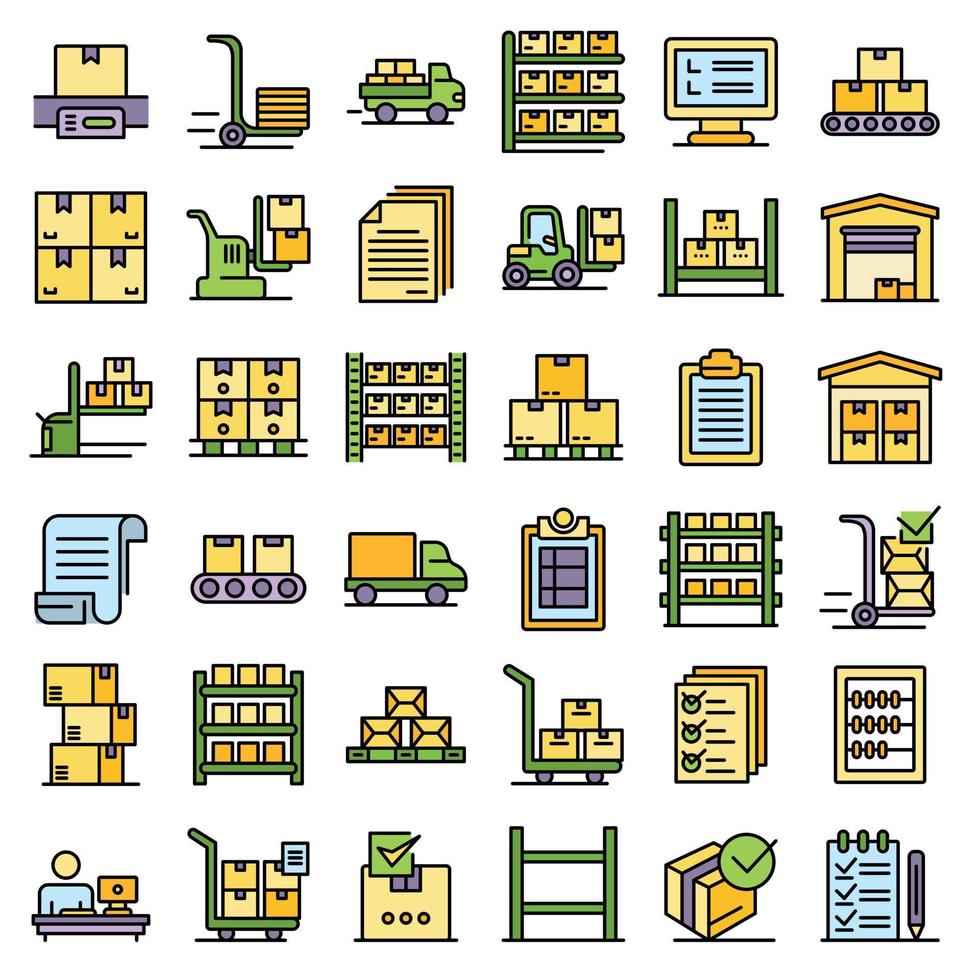 iconos de inventario conjunto vector plano