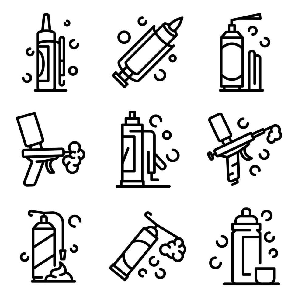 Polyurethane foam icons set, outline style vector