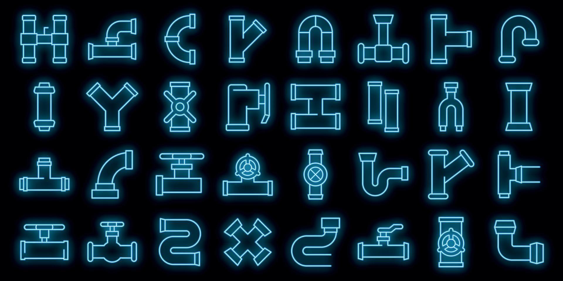 Pipe icons set vector neon