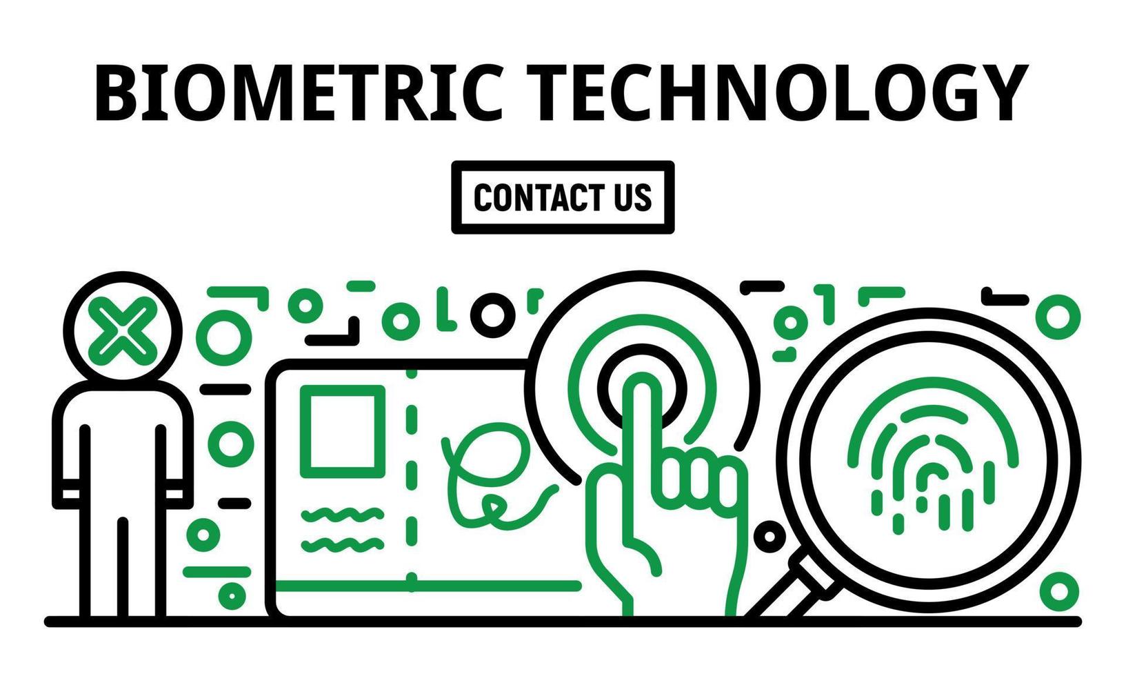 banner de tecnología biométrica, estilo de esquema vector