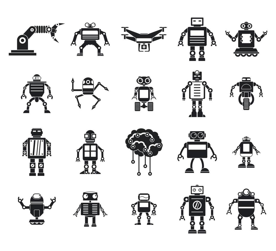 Robot icon set, simple style 8601222 Vector Art at Vecteezy