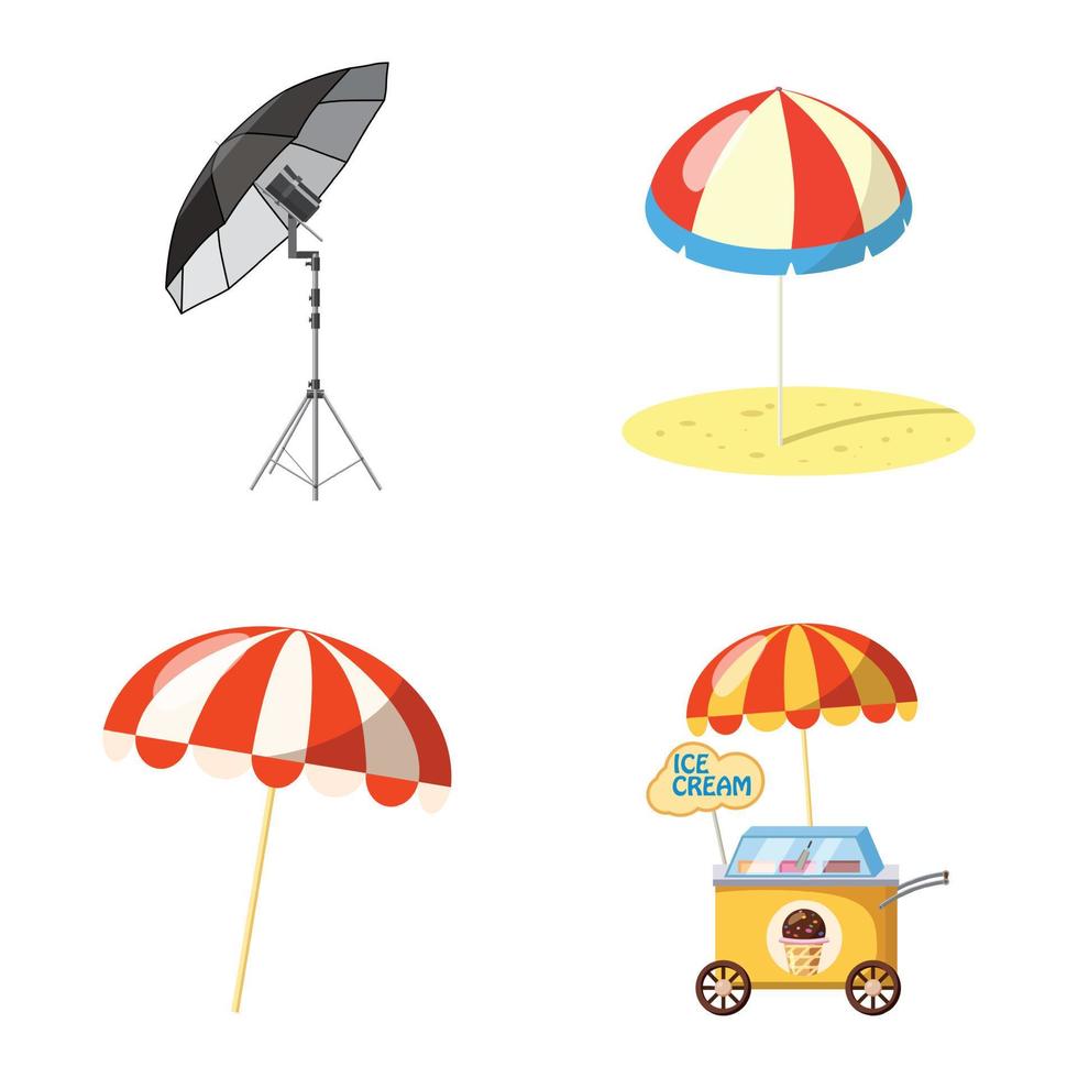 Umbrella icon set, cartoon style vector