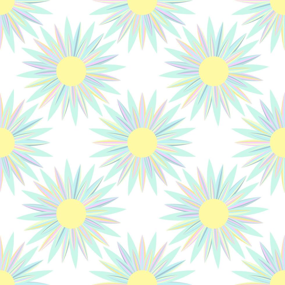 Seamless blue chamomile pattern, pastel colors, universal background backdrop cover packaging textiles wrapper. vector