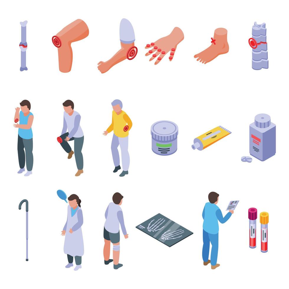 Arthritis icons set, isometric style vector