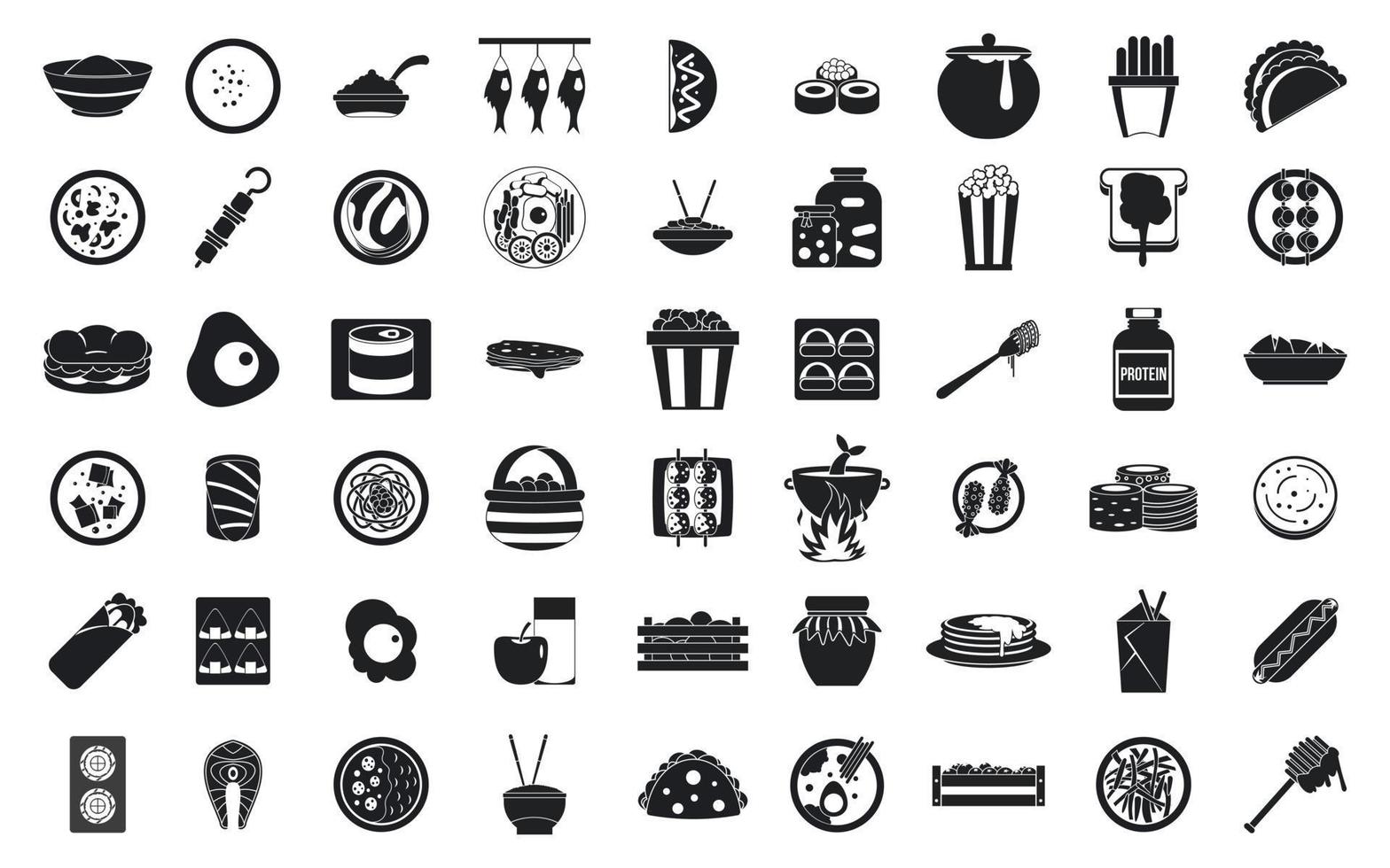 conjunto de iconos de comida, estilo simple vector