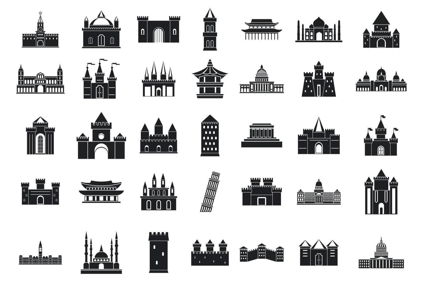 Castle icon set, simple style vector