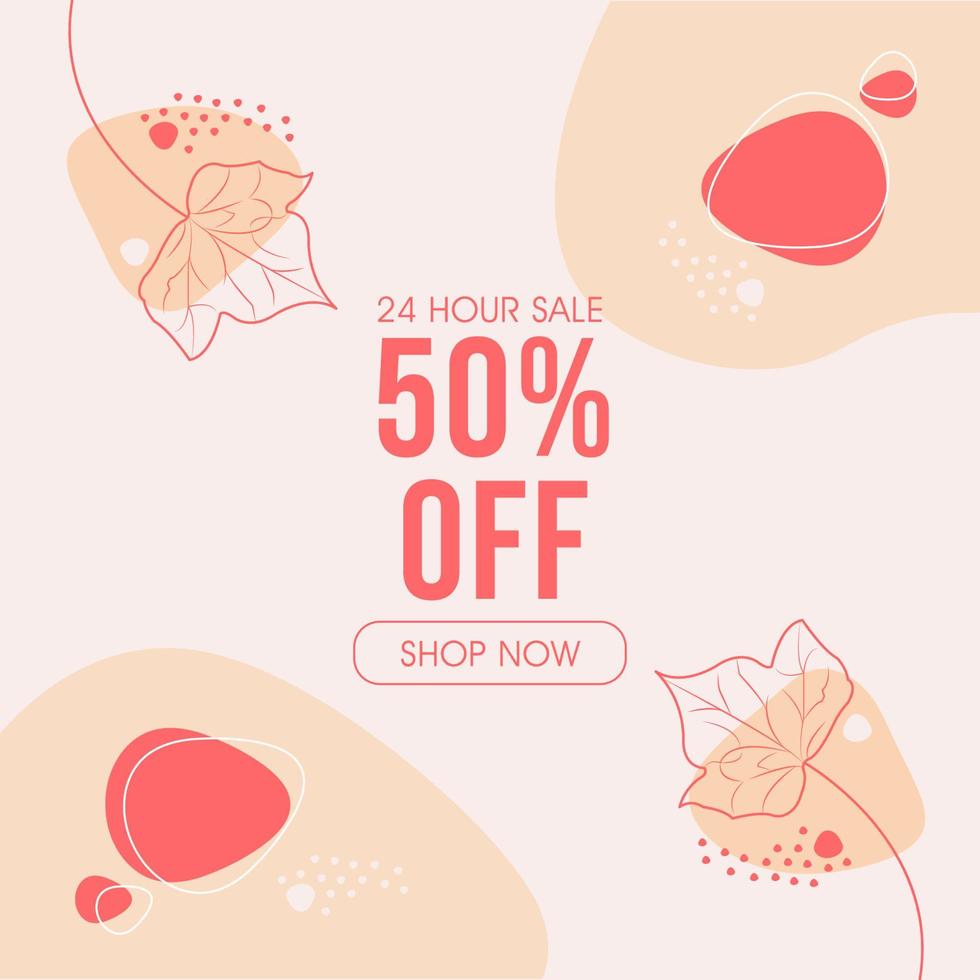 Peach pastel sale banner vector illustration free download