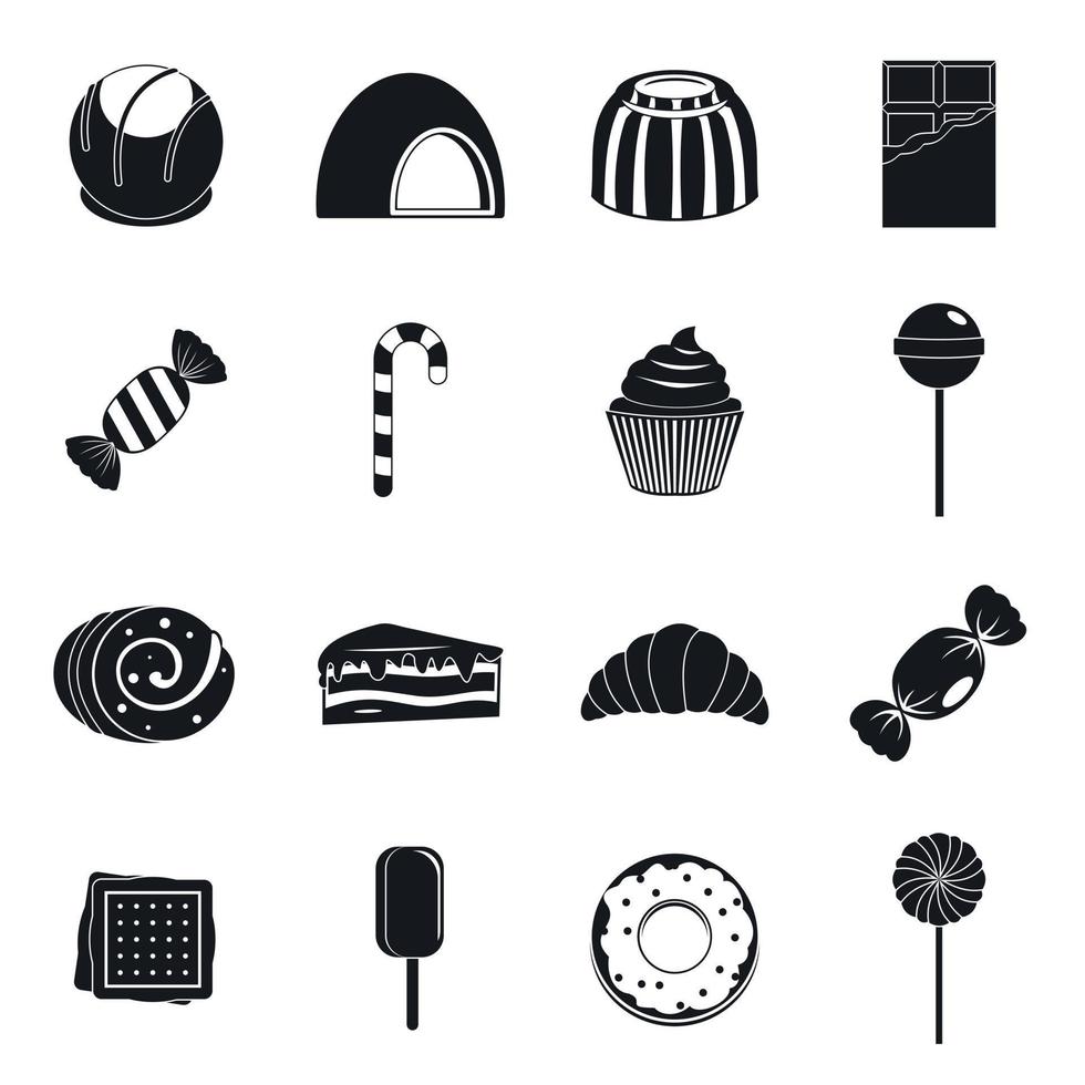 Sweets and candies icons set, simple style vector