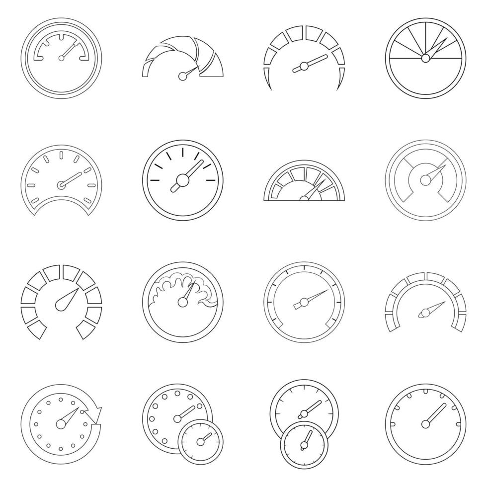 Speedometer icon set outline vector