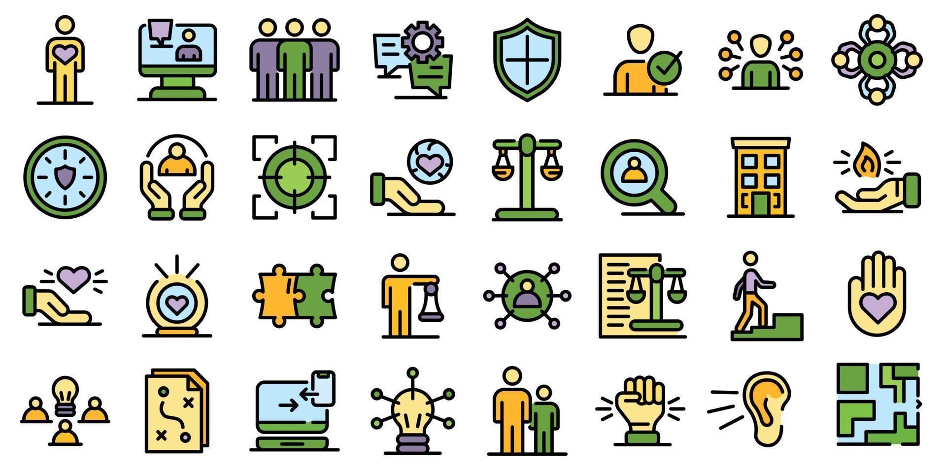 Responsibility icons set vector flat